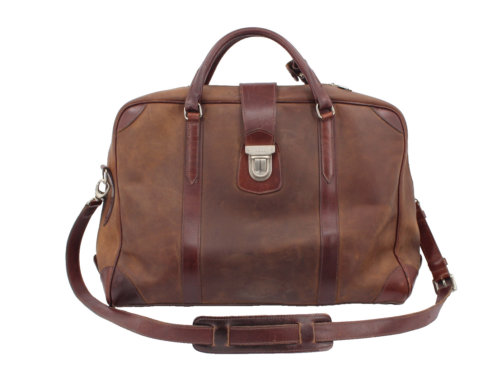 Roots Brown Leather Duffle Bag David E Kelley Productions Weekender Travel Bag