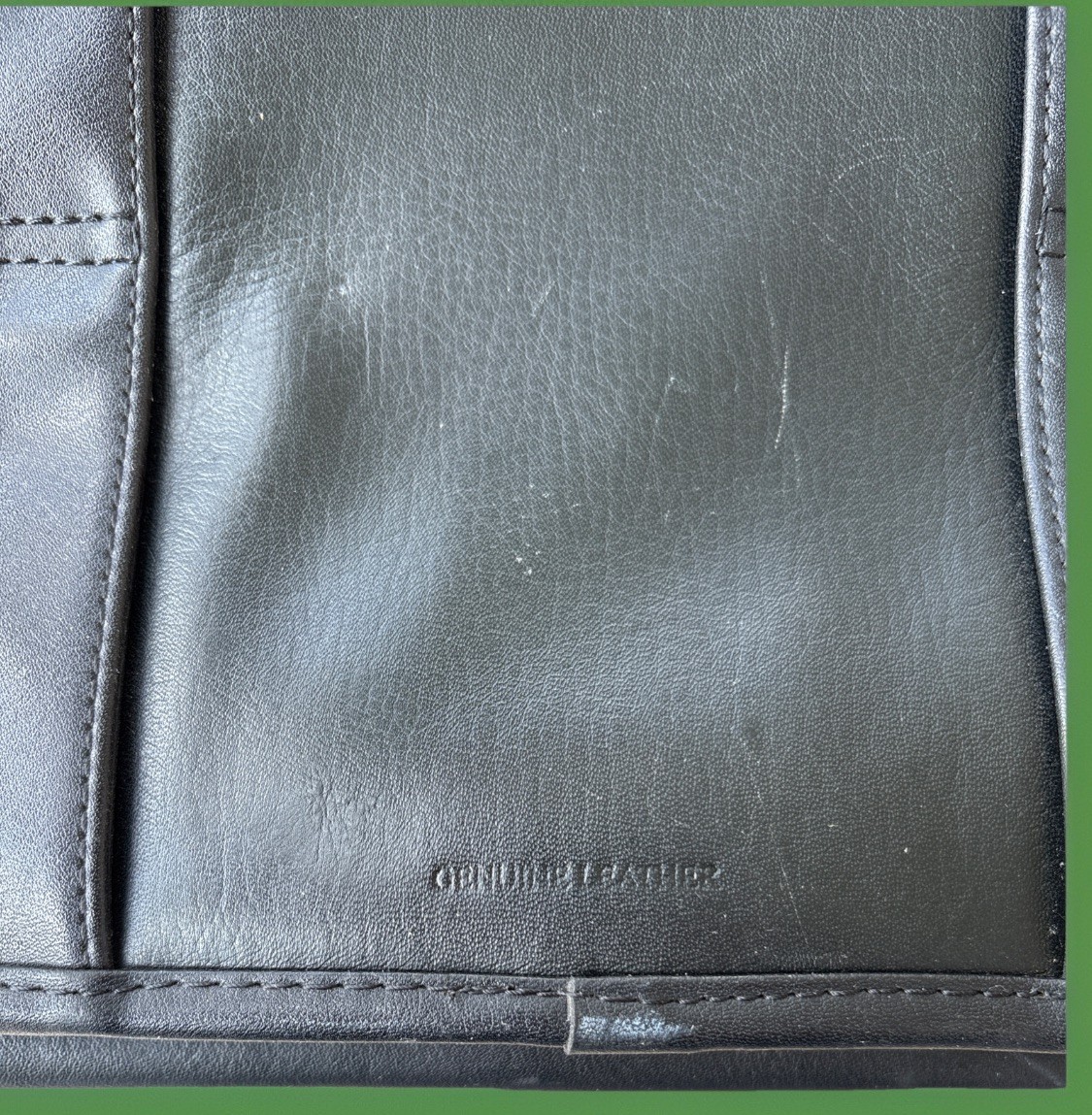 Perry Ellis Black Leather Expandable Briefcase Laptop Bag 16x12x6 Inches