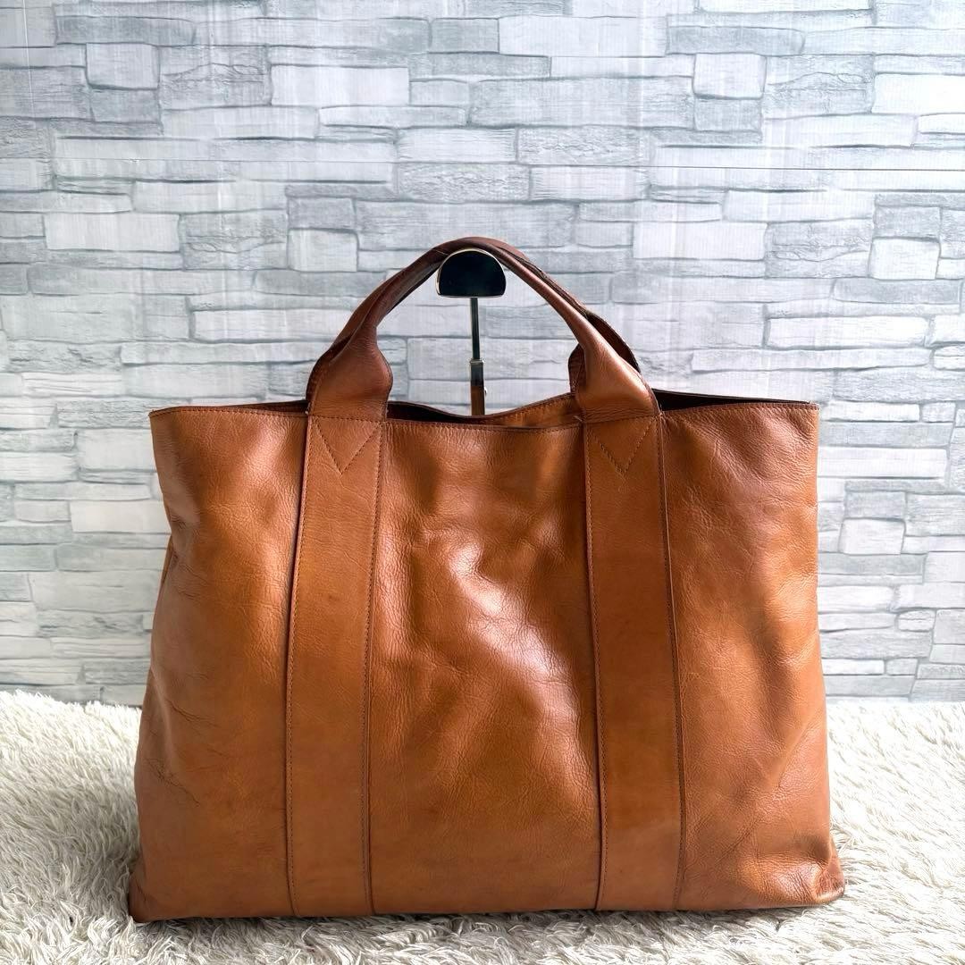 Genuine Leather Tote Bag All Leather Craft Vintage Brown 15×18.5×2.4in Used