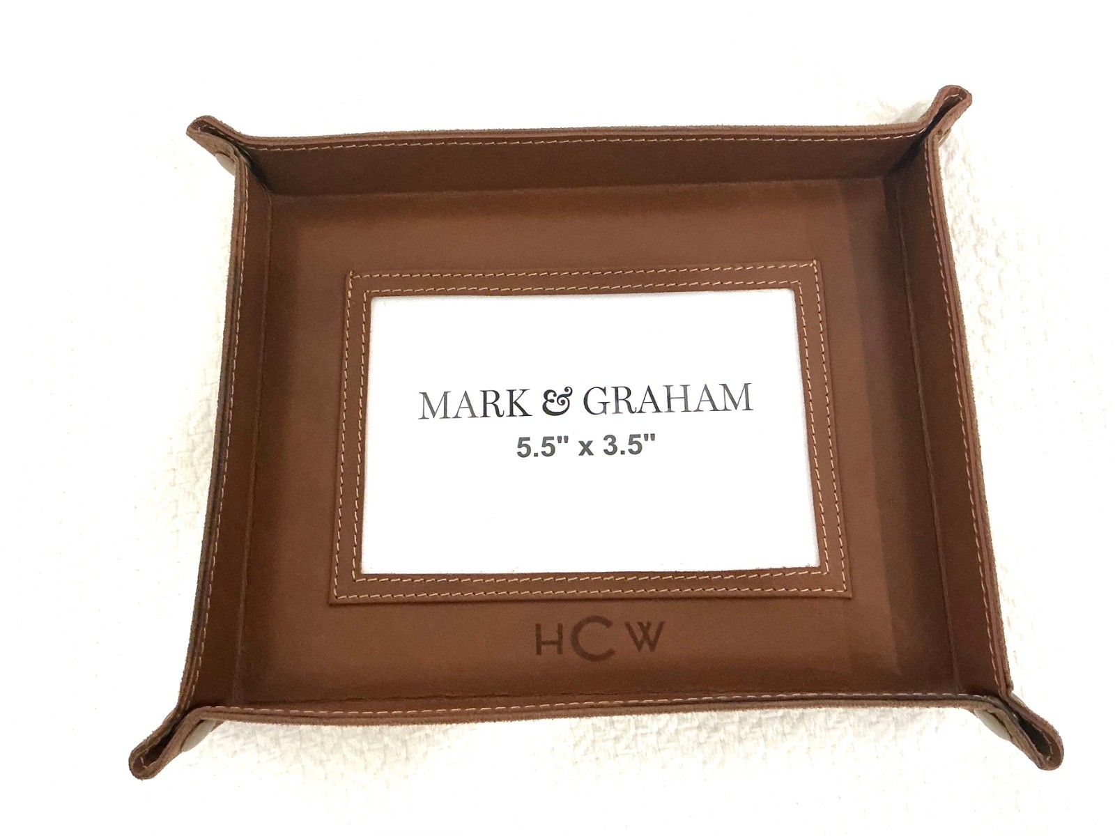 Mark and Graham Leather Photo Catchall – HCW monogram – NEW IN BOX!