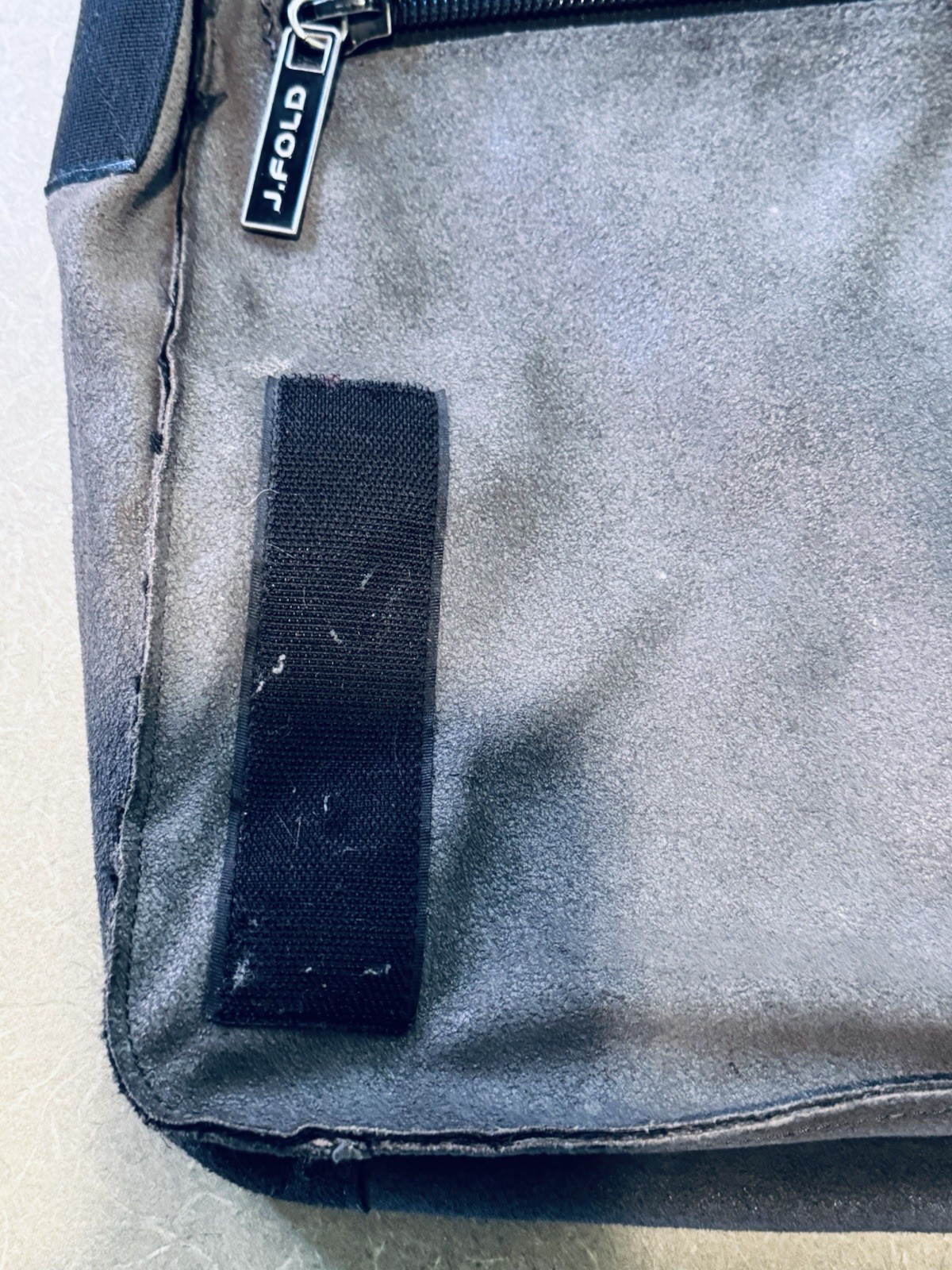J.FOLD New York Genuine Leather Messenger Bag Black Crossbody Stripe Techwear