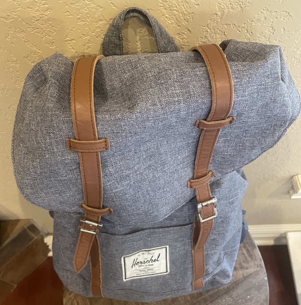Herschel Supply Co. Retreat Backpack Laptop Blue Gray Fold Flap Snap Closure