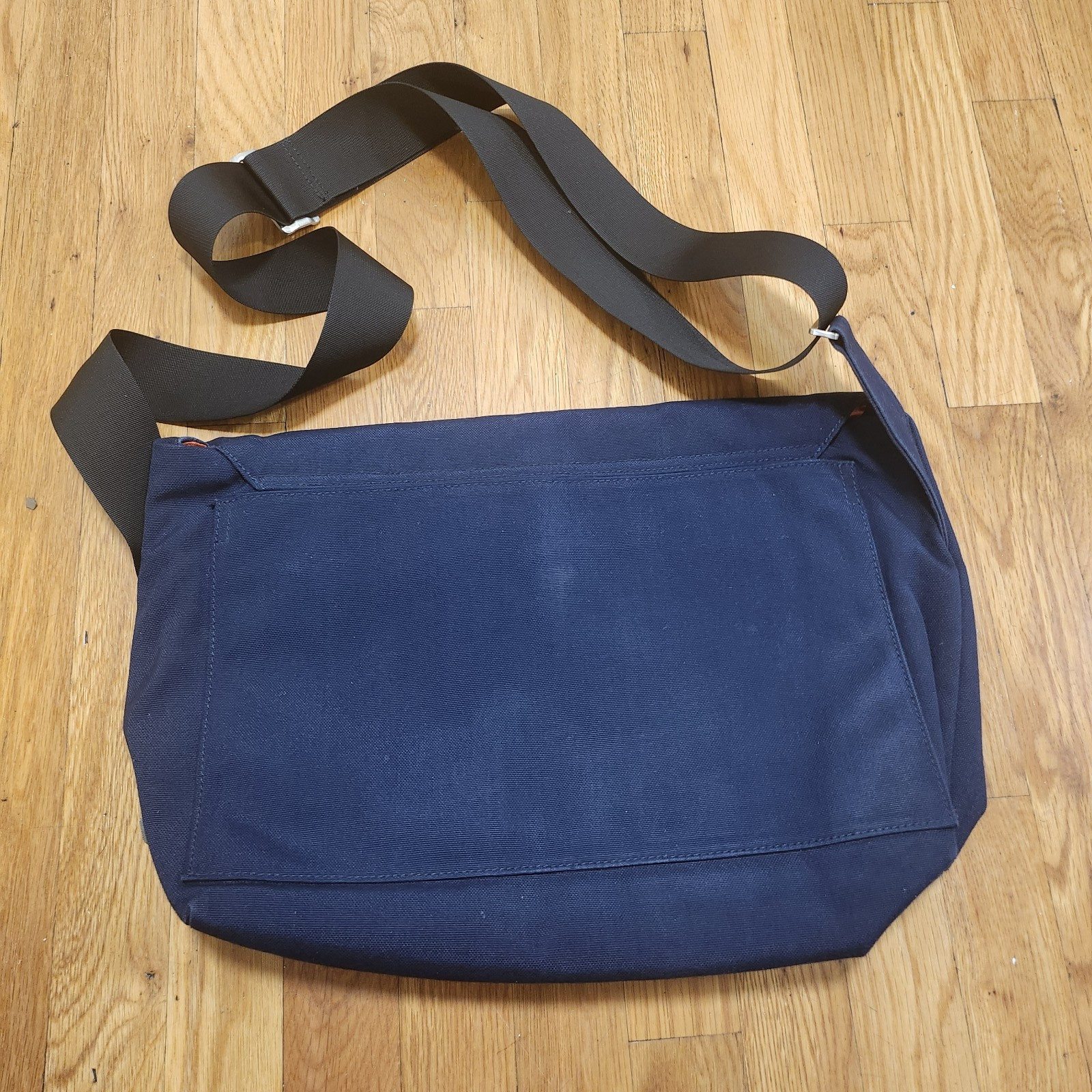 Jack Spade Greene Street Messenger Bag Blue Canvas Orange liner