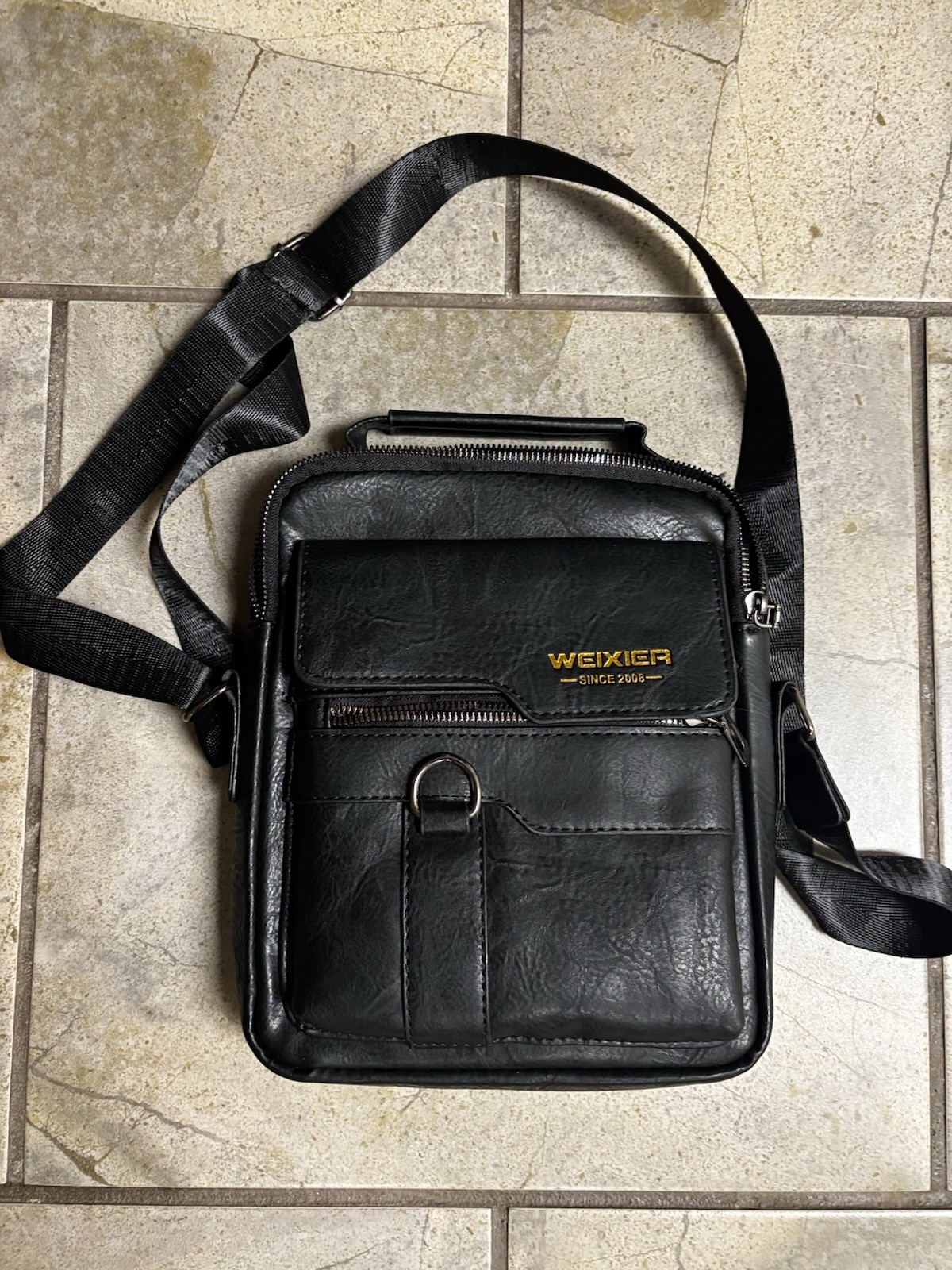 WEIXIER Men’s Bag Cross-Body Bag- Vertical Type Travel Bag Shoulder Bag (Black)