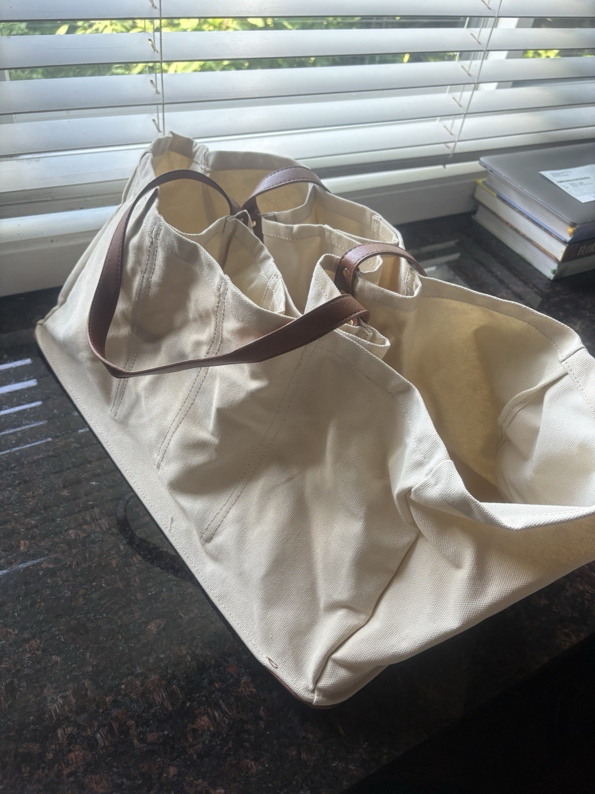Farmers Market Beige Tote Bag Solid Double Waxed Canvas