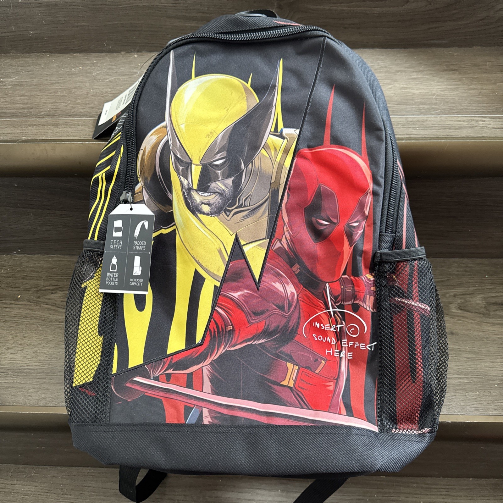 Marvel X-men Deadpool & Wolverine Split Backpack Tech Sleeve Bottle Pockets NEW
