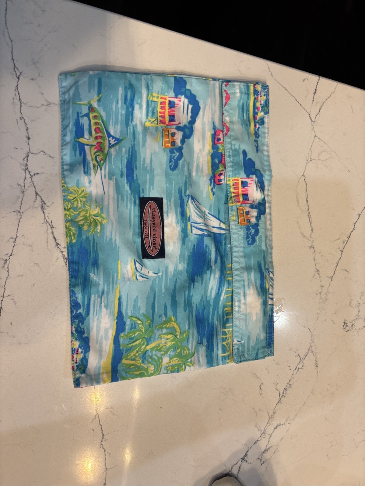 Vineyard Vines Water Resistant Pouch Wet Bag Swim Suit Bag Fishing Lures Blue