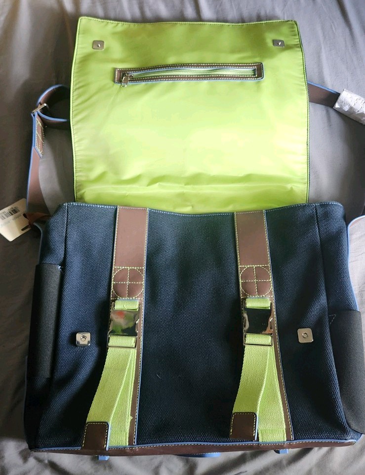 Plank Canvas and leather Messenger bag with rain cover & Straps to hold Yoga Mat