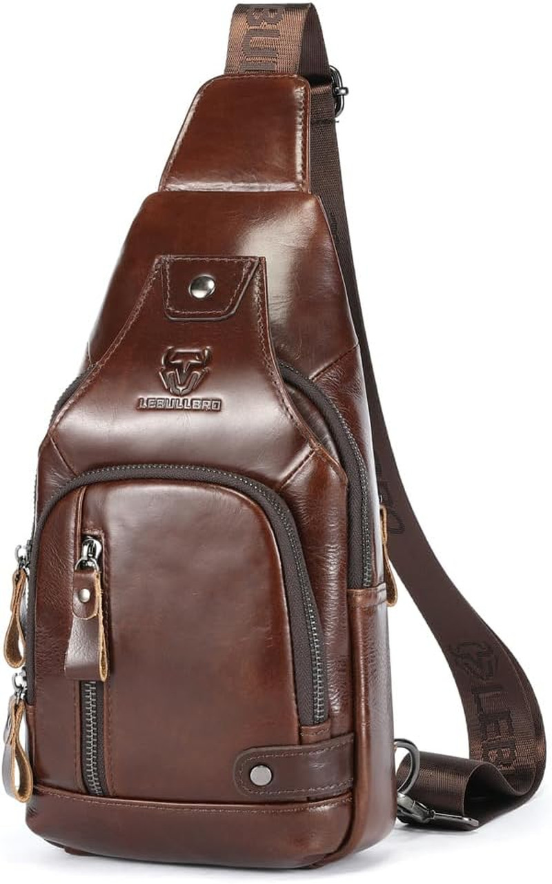 Genuine Leather Sling Bag for Men – Crossbody Backpack for Travel & Outdoor