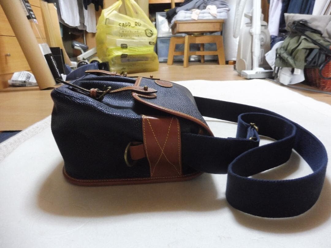 Mulberry England Navy Leather Game Bag Shoulder Bag Men’s Fishing Country