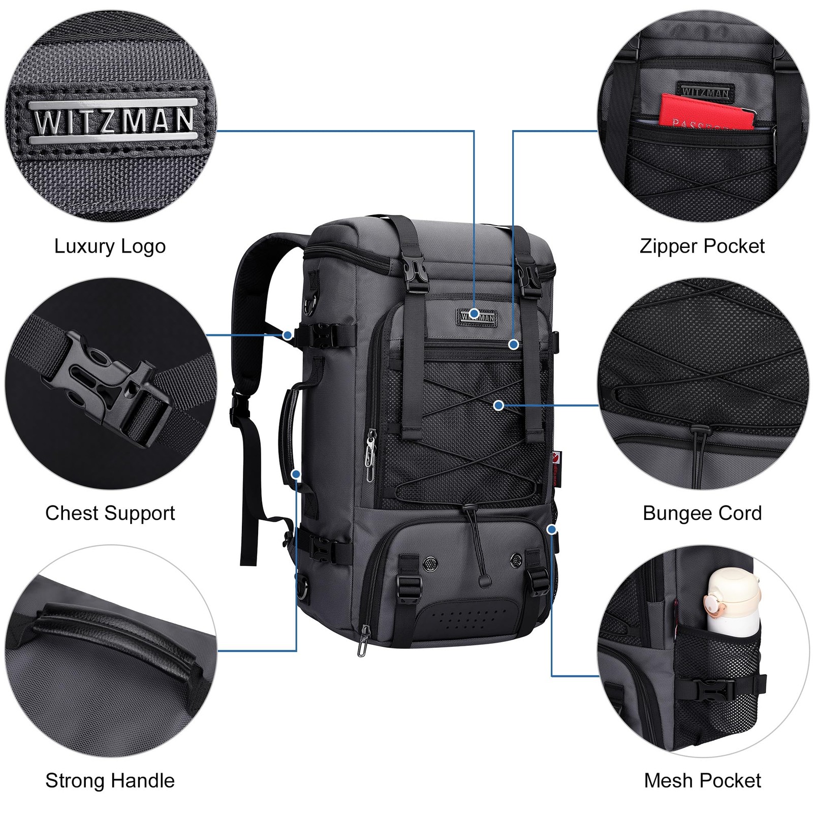 Travel Backpack for Men Large 3 in 1 Convertible Airline Approved Carry-on Lu…