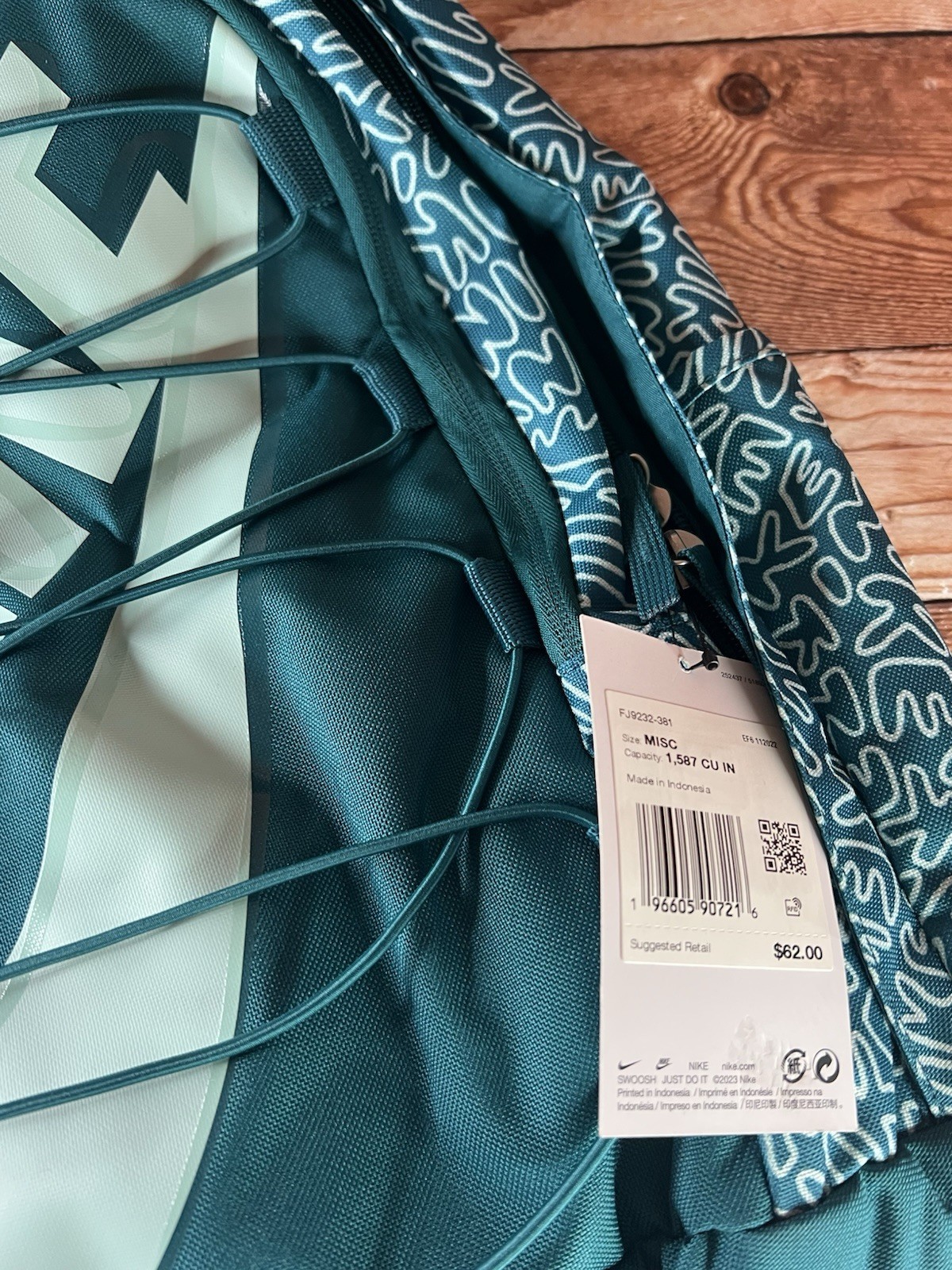 Nike Hayward Scribble Backpack School Travel Work Bag Teal Green Adult Kid Large