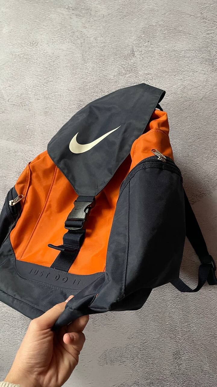 Nike Vintage Backpack Drawstring 90s Orange Dark Navy