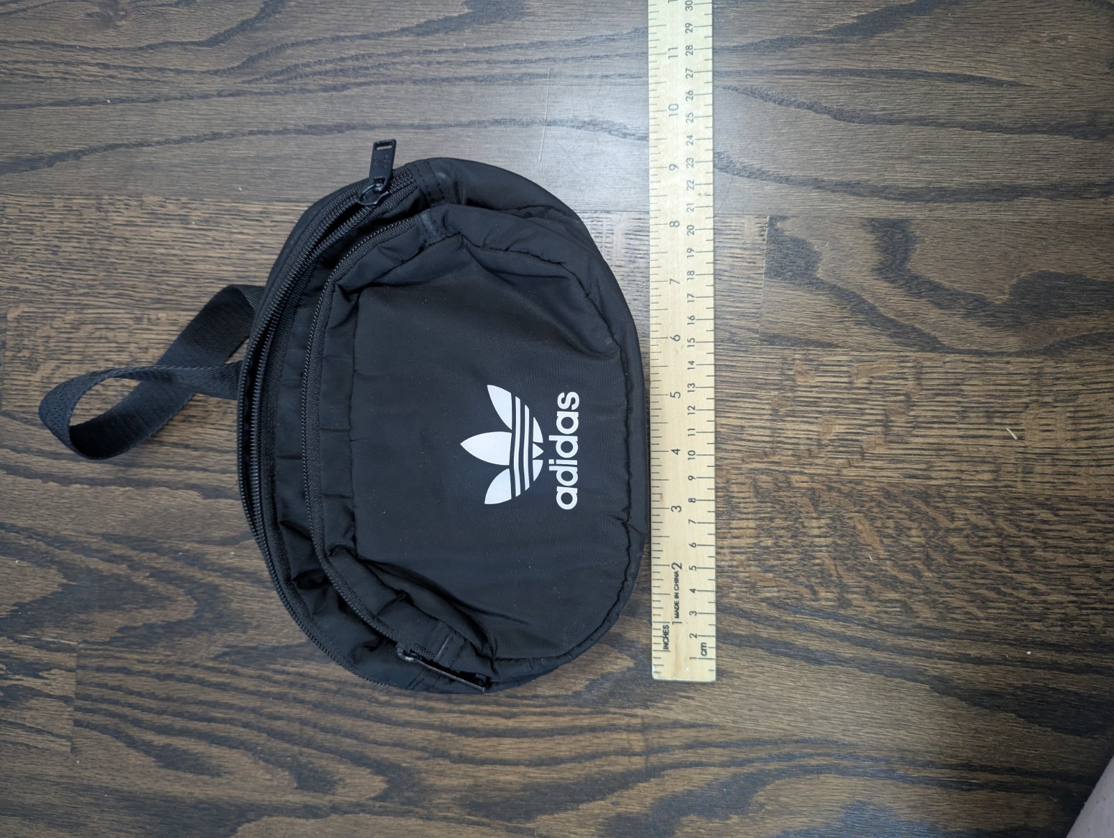 adidas Black Trefoil Logo Belt Bag Fanny Pack Small Zip Adjustable Strap