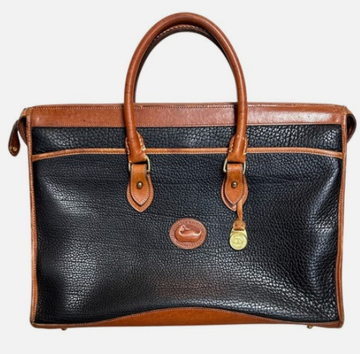 VTG & Bourke Briefcase Laptop Bag Pebbled ALL WEATHER Leather USA Made black