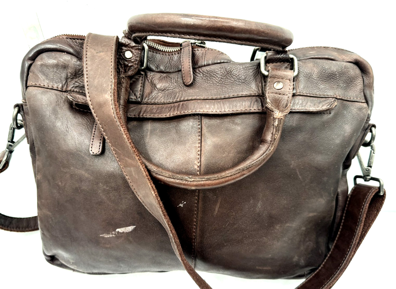 Valenca Holland Cognac Brown Woven Leather Document Laptop Bag Shoulder Carryall