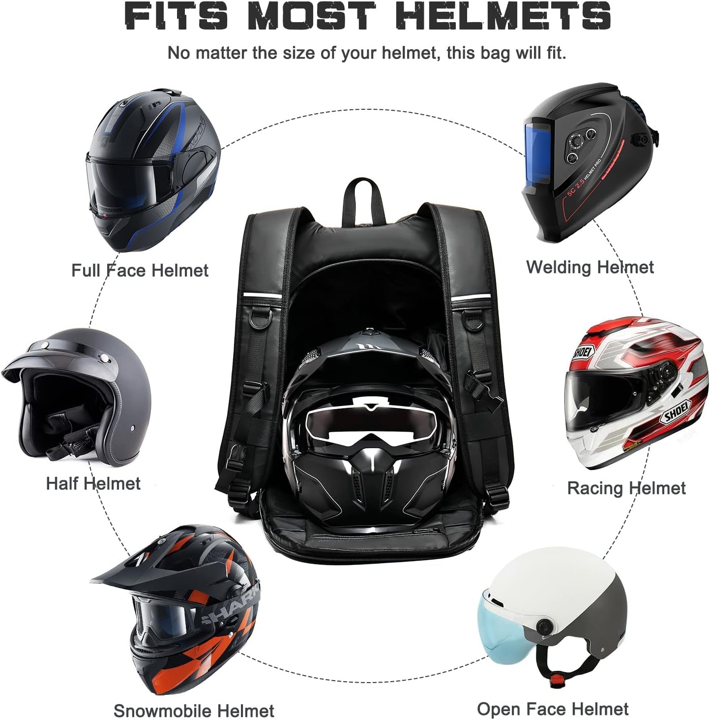 otorcycle Backpack Waterproof Helmet Storage Travel Riding Bag