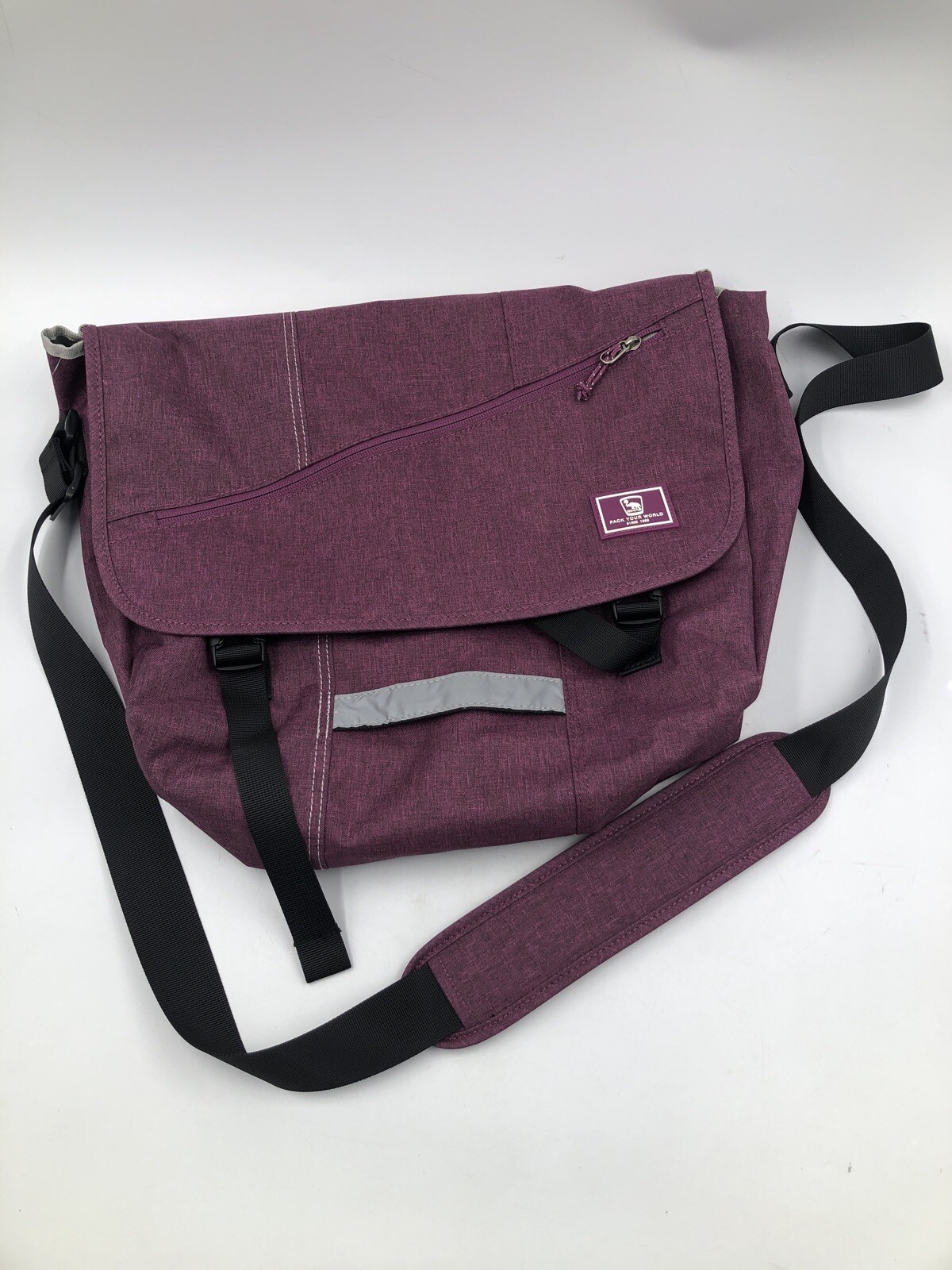 Oiwas Messenger Bag ~ Purple Canvas Satchel ~ 16” x 5” x 13” ~ NWOT