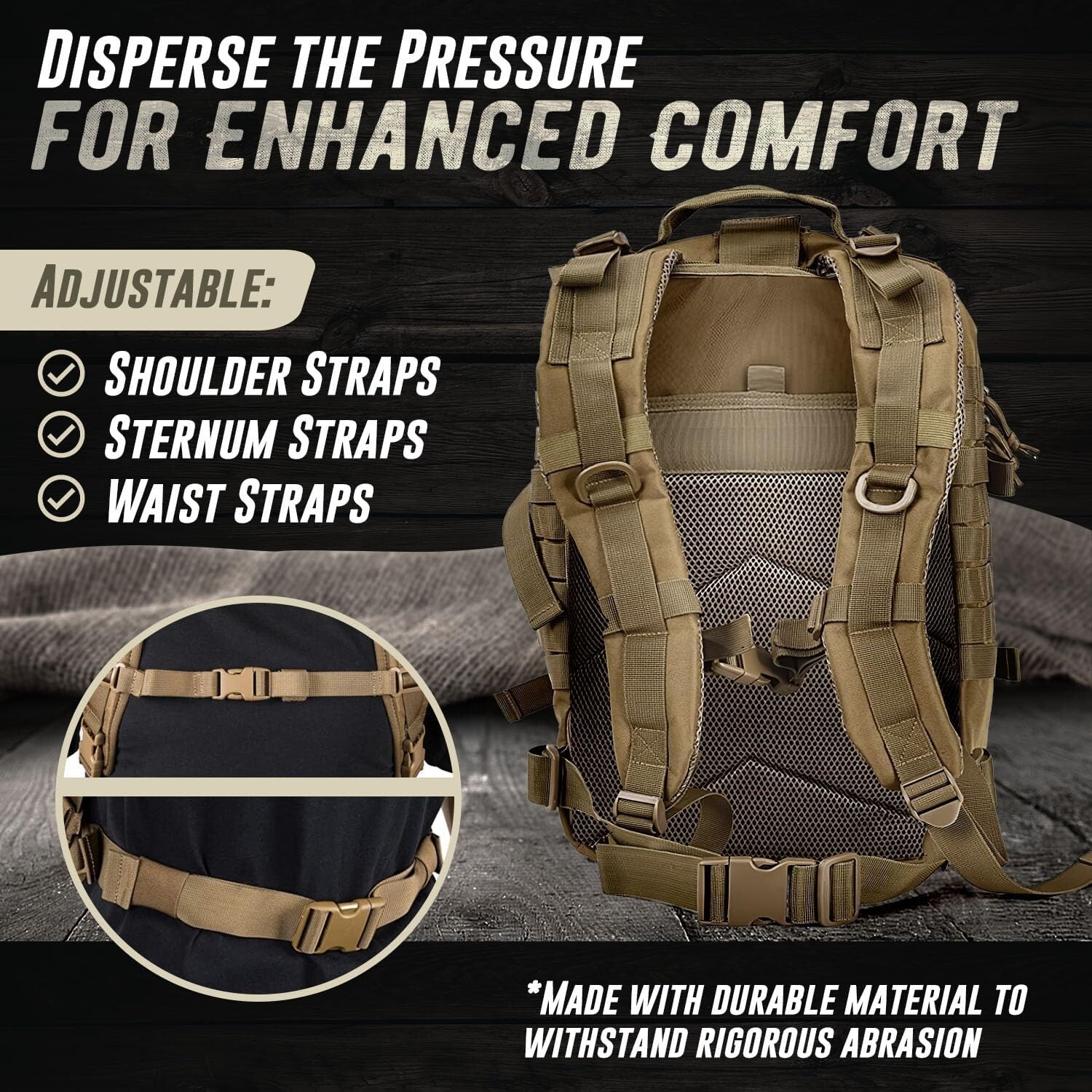 Military Tactical Backpack 45L Large Army Assault Pack Molle Bag Rucksack Khaki