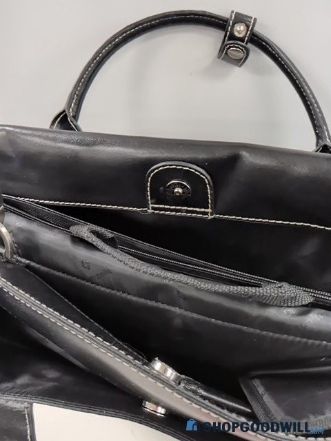 Samsonite Leather Briefcase Document Case Magnetic Closure Top Handle Strap