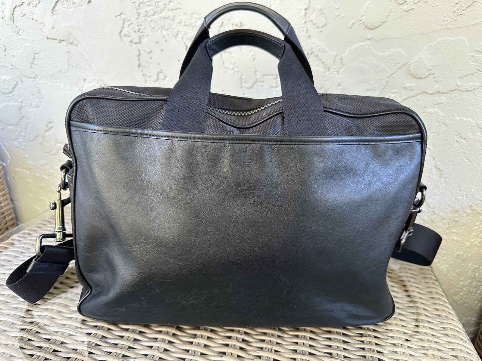 COACH Black Leather RIDER Briefcase Travel Laptop Shoulder Bag Men/Unisex