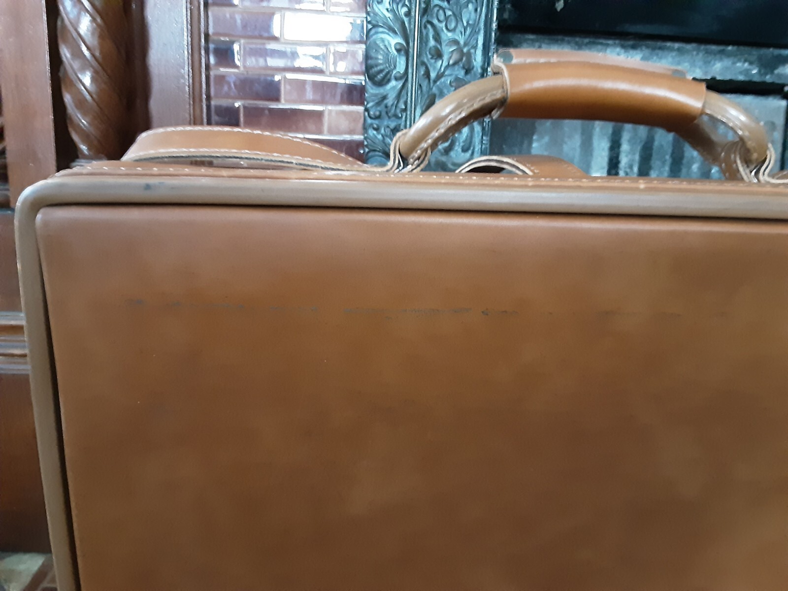 Vintage Hartmann Attache Briefcase Brown Belting Vinyl Straps VEGAN