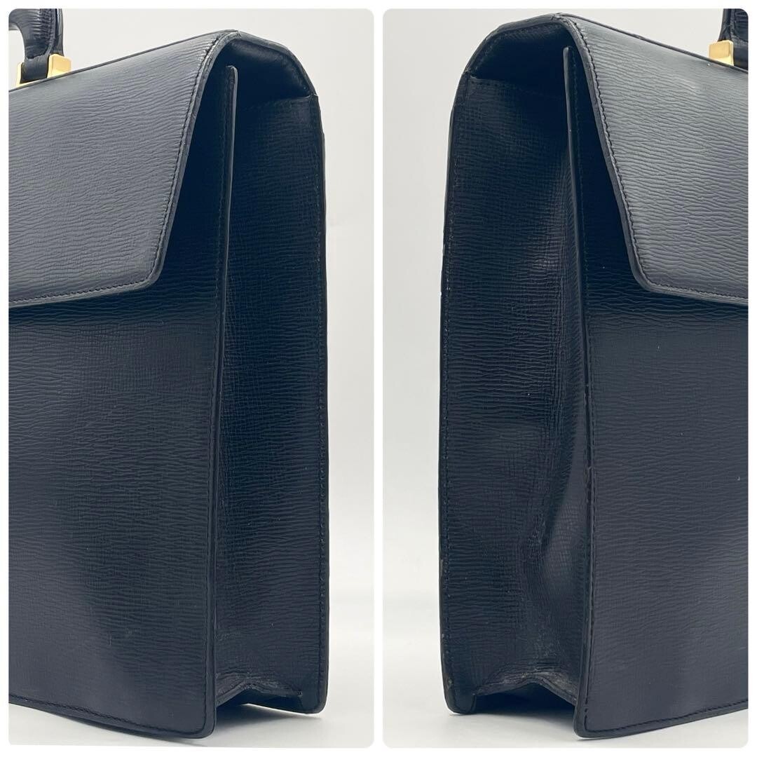 LOEWE Anagram Black Leather Briefcase Business Bag A4 PC Storage Auth