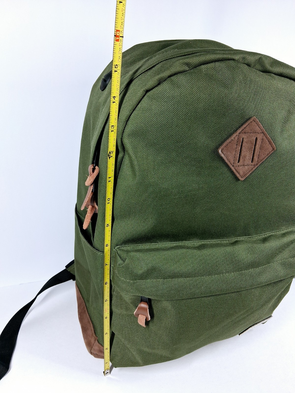 Vaschy Green & Brown Backpack Zip Adjustable Strap Pockets Travel Good Pre-owned