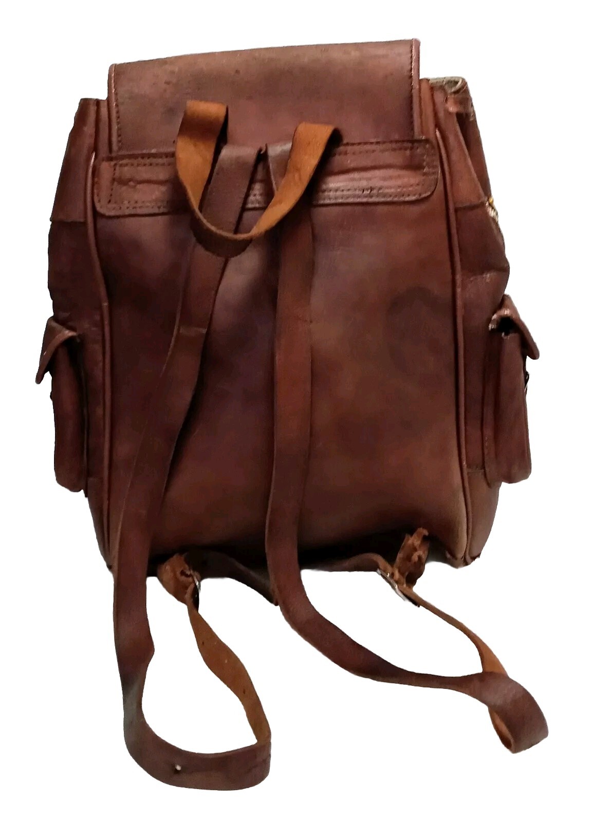 Leather & Kilim Tapestry Backpack Moroccan Boho Rucksack Handle Handmade Unisex