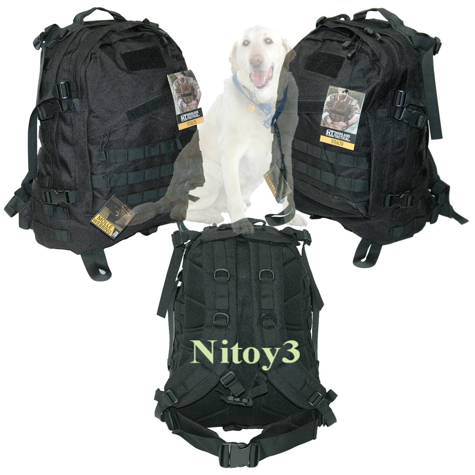 HIGHLAND TACTICAL Stealth Molle Webbing Backpack – 39 L Black