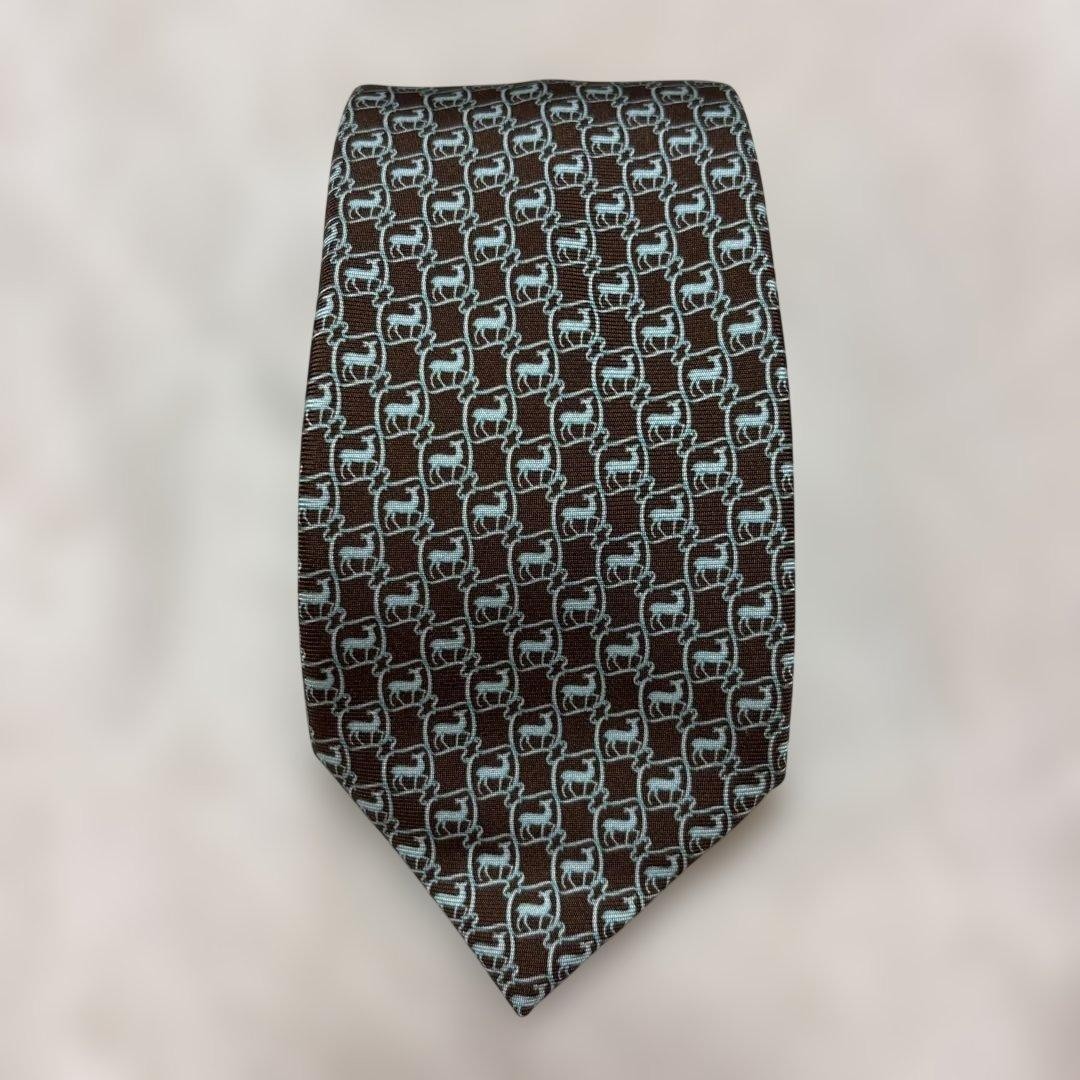 CORNELIANI Brown & Light Blue Pattern Tie – Italian Made