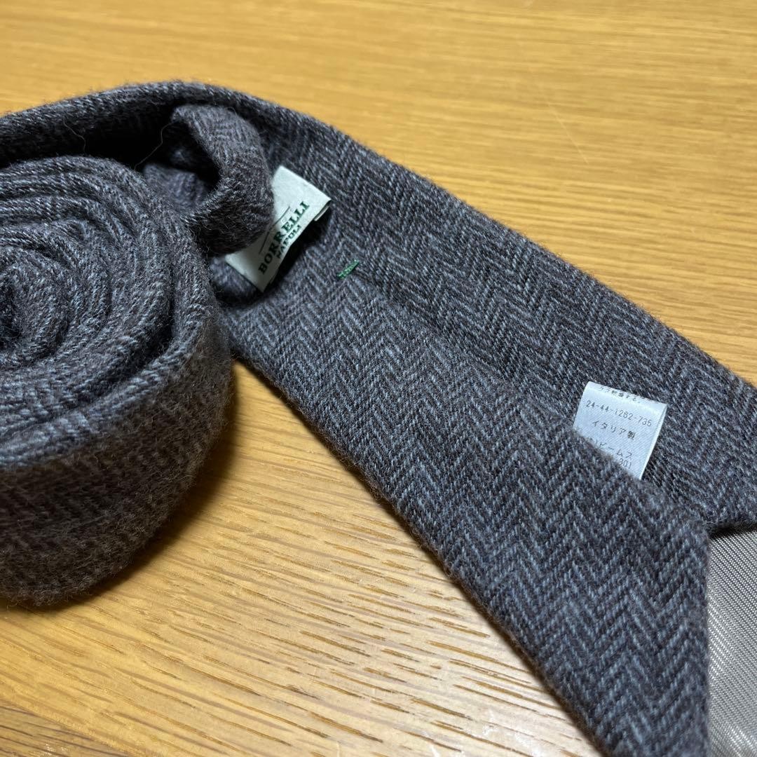 LUIGI BORRELLI Dark Gray Herringbone Tie – Pre-Owned