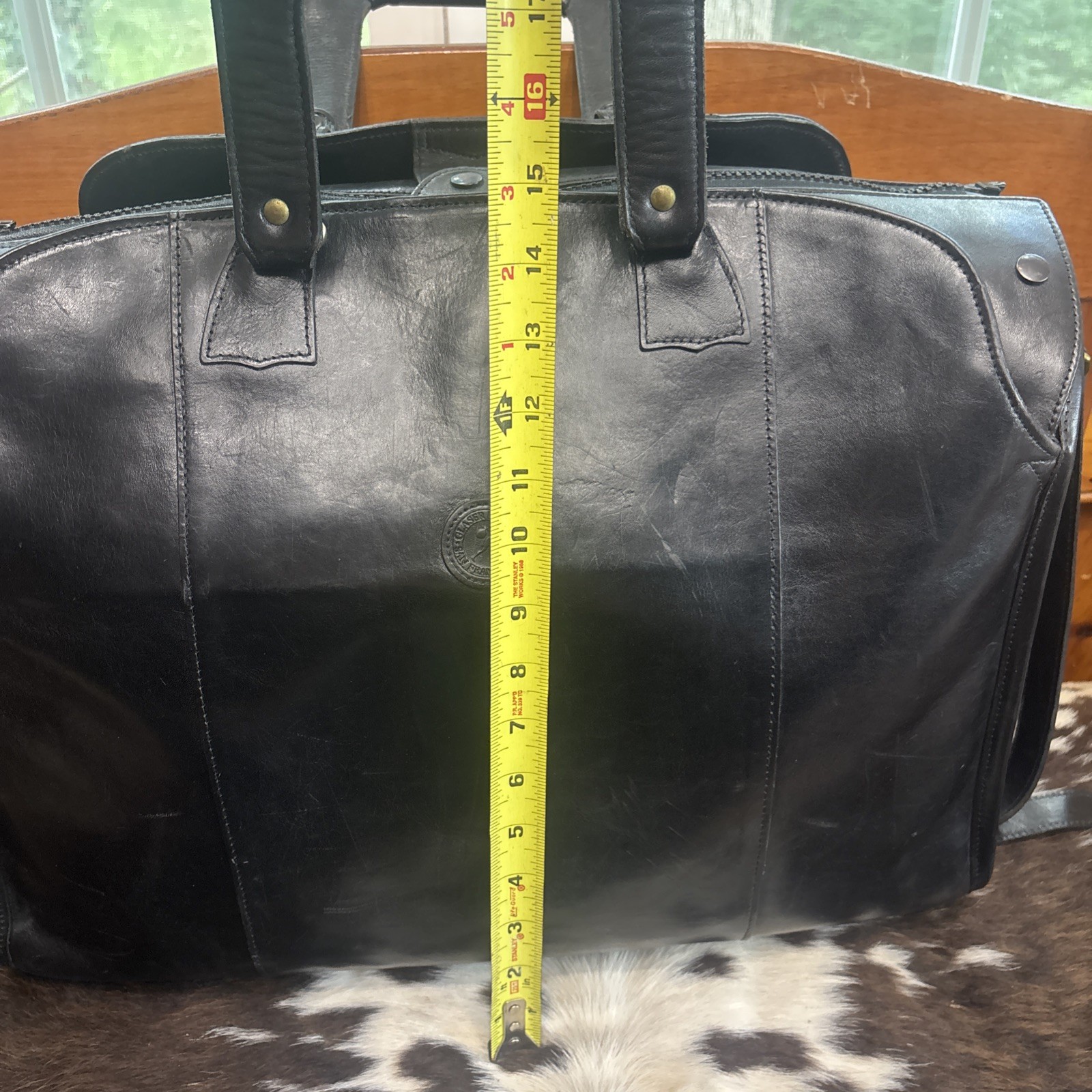 Glaser Designs Black Leather Litigation Briefcase Bag w/Strap & Insert 19” EC!