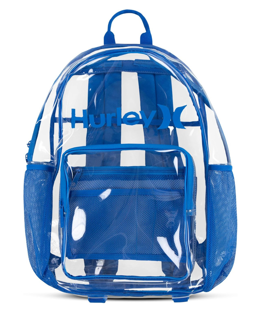 Hurley Clear Backpack Blue/Santiago Transparent School Bag Stadium Approved NWT