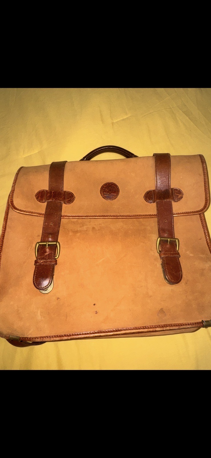VTG Timberland Briefcase Men Tan Leathe USA Made Gorpcore Messenger Bag Heritage