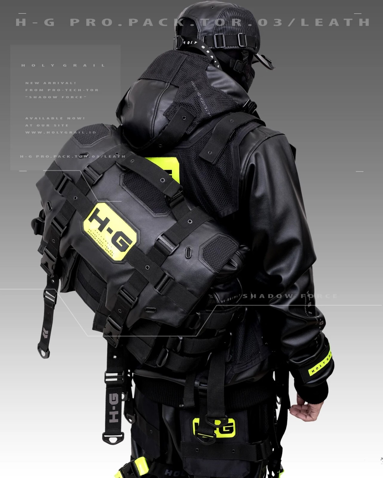 Techwear Bag Black Futuristic Messenger Crossbody H-G PRO.PACK.TOR 03/LEATHER
