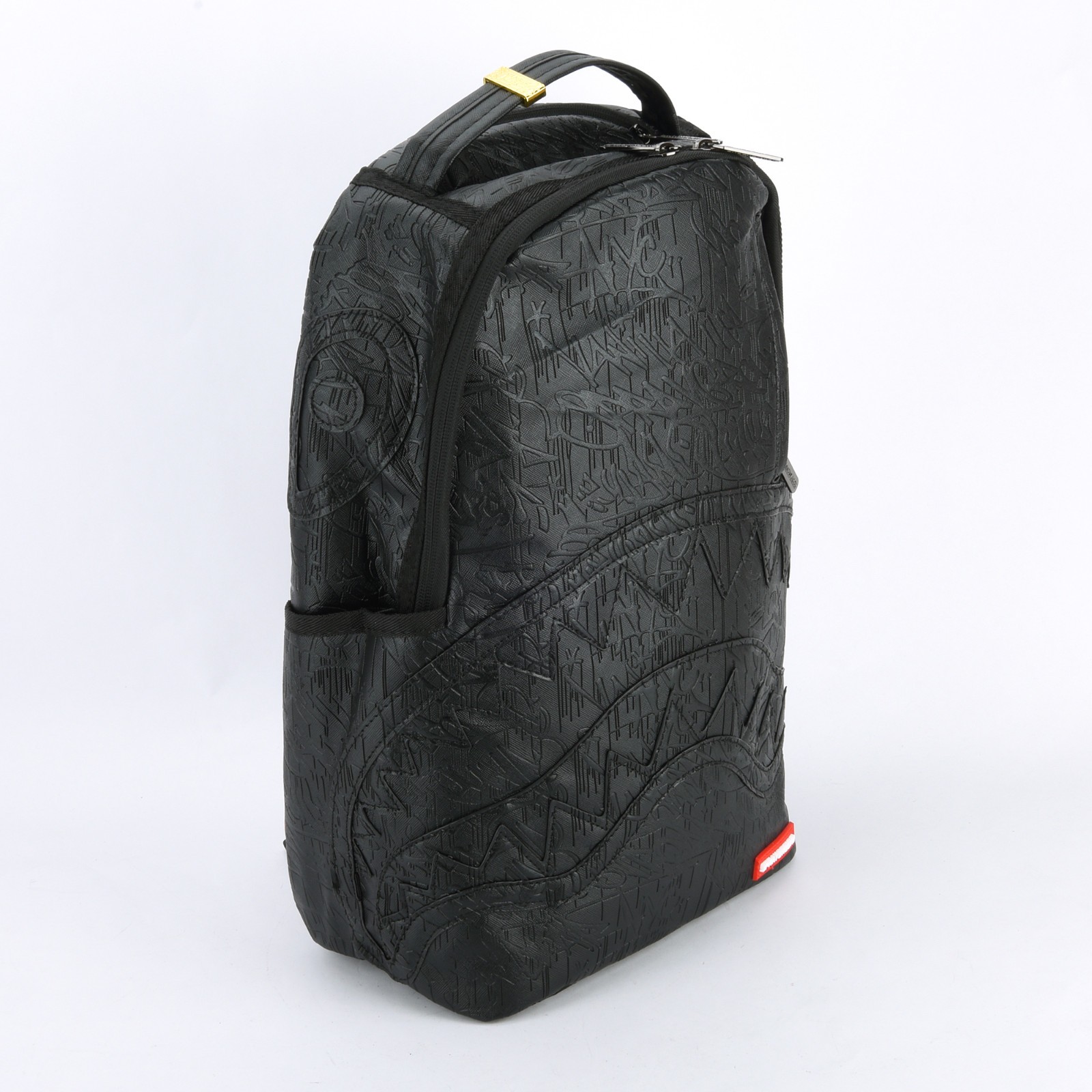 Sprayground Nightflight G800 Shark DLXV Leather Bag zipper Backpack Unisex Black