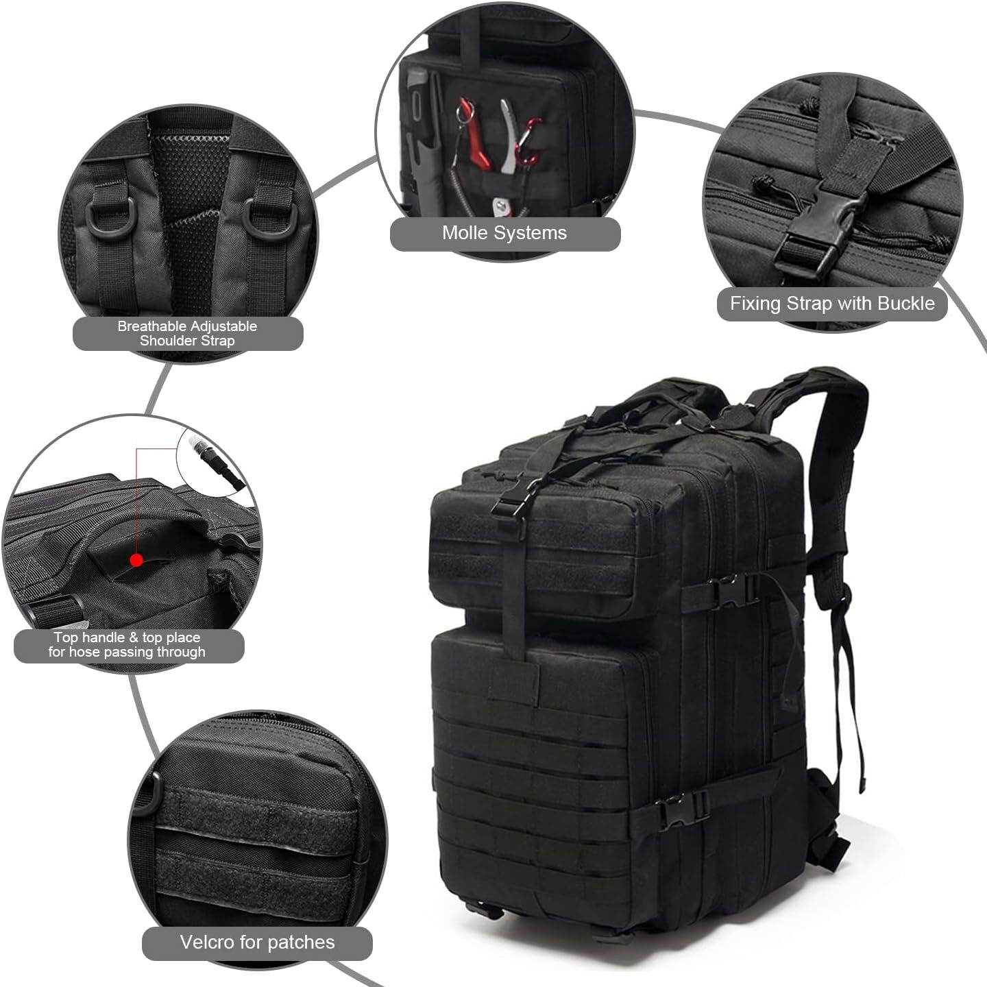 50L Large Tactical Military Backpack Waterproof Rucksack Hiking Laptop Backpack