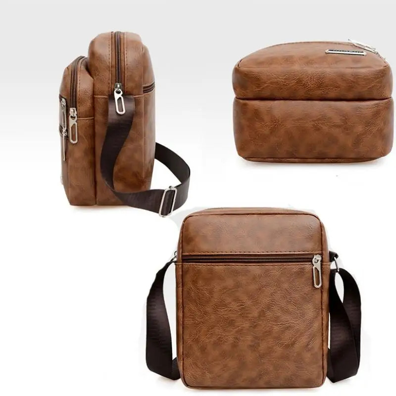 Men’S PU Leather Crossbody Shoulder Bags High Quality Tote Fashion Business Man