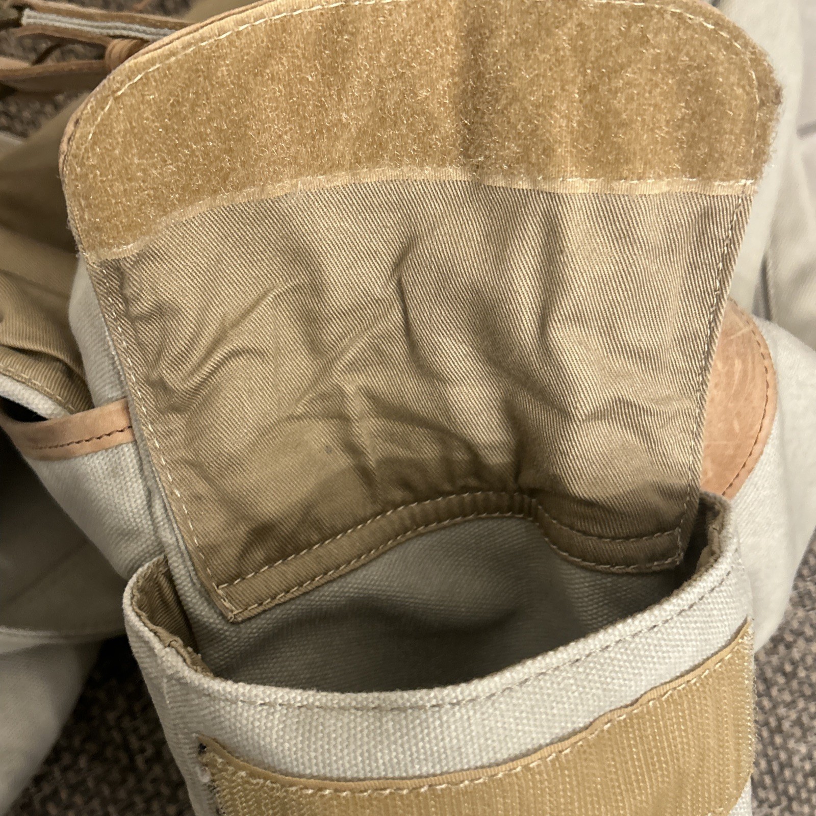 100% Cotton LL Bean Canvas Leather Cross Body Utilitarian Messenger Tote Bag