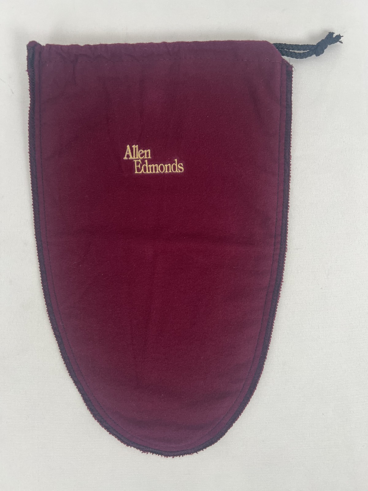 ALLEN EDMONDS DRAWSTRING SHOE STORAGE BAG POUCH MAROON COLORED FLANNEL 14”x 8.5”