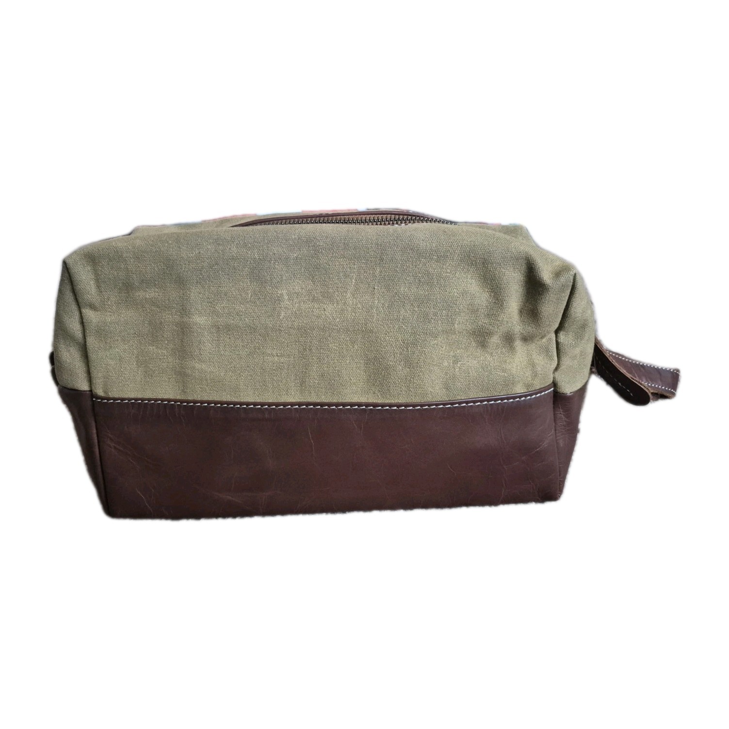 Mahi Leather Classic Canvas Leather Wash Bag Toiletries Travel Orangizer
