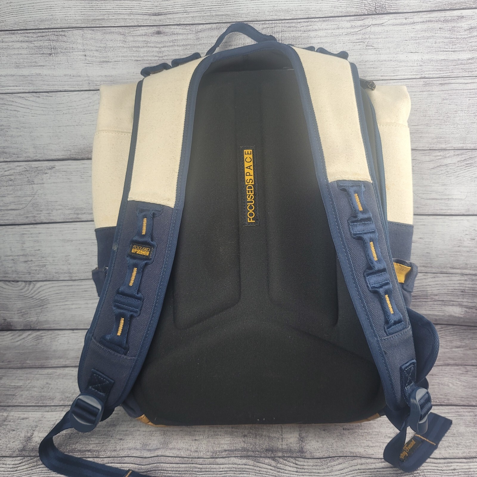 Focused Space Unisex The Supply Backpack Navy Blue, Cream