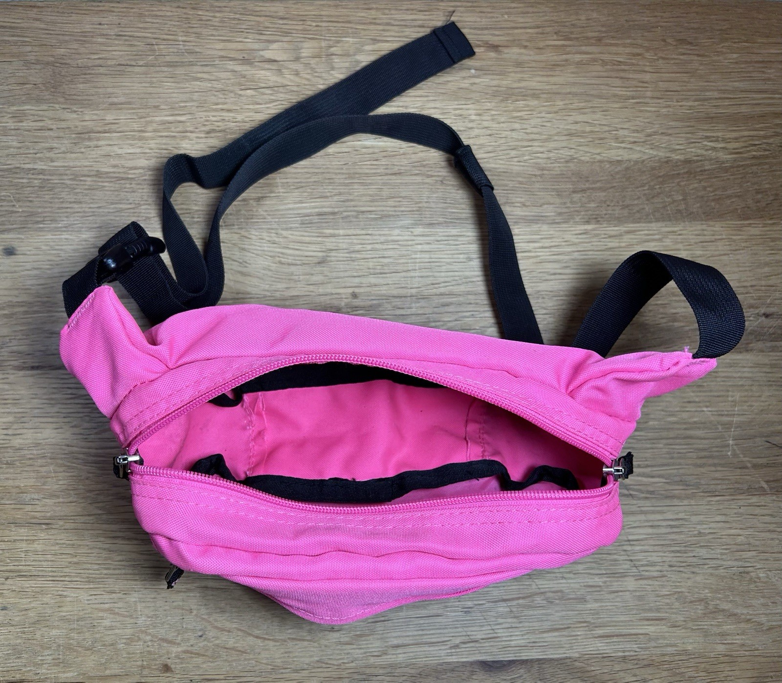 Jansport Fannypack Neon Pink Nylon Retro 80s Dual Zipper Pocket