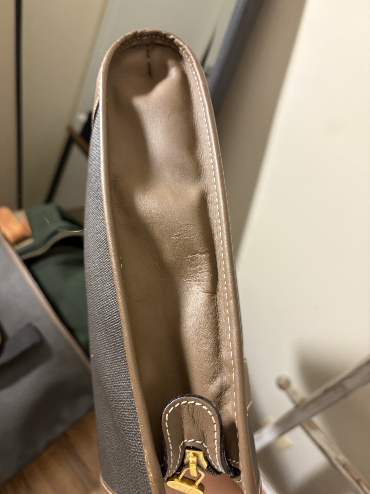 3-Piece Set Dunhill Brown Coated Leather Tote + Clutch + Laptop Travel Case Bags