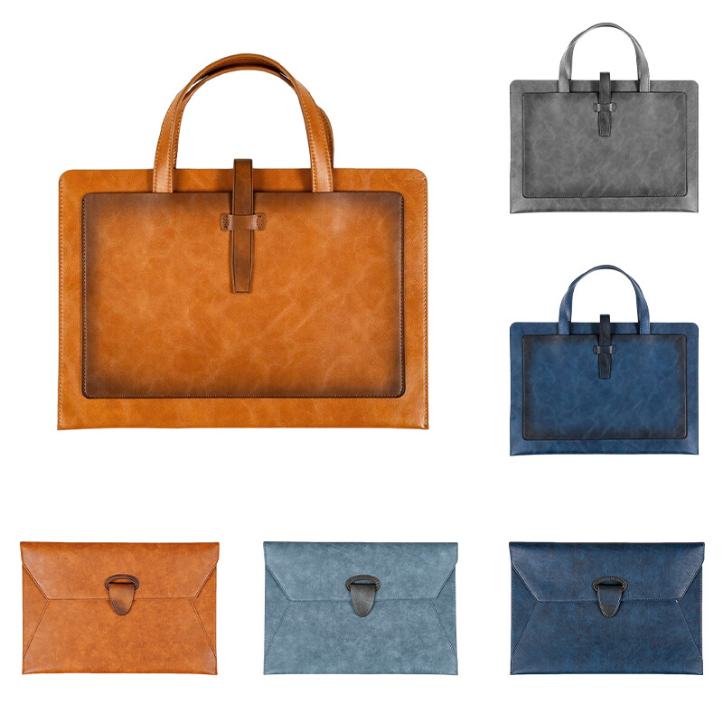 Official Business Document Bag Handheld File Bag PU Leather Waterproof Briefcase
