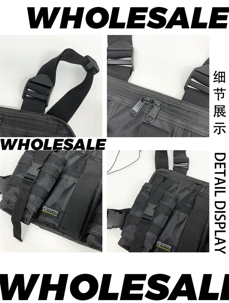 1pcs/set Men’s High-Density Nylon Tactical Vest Bag with Multiple Compartments C