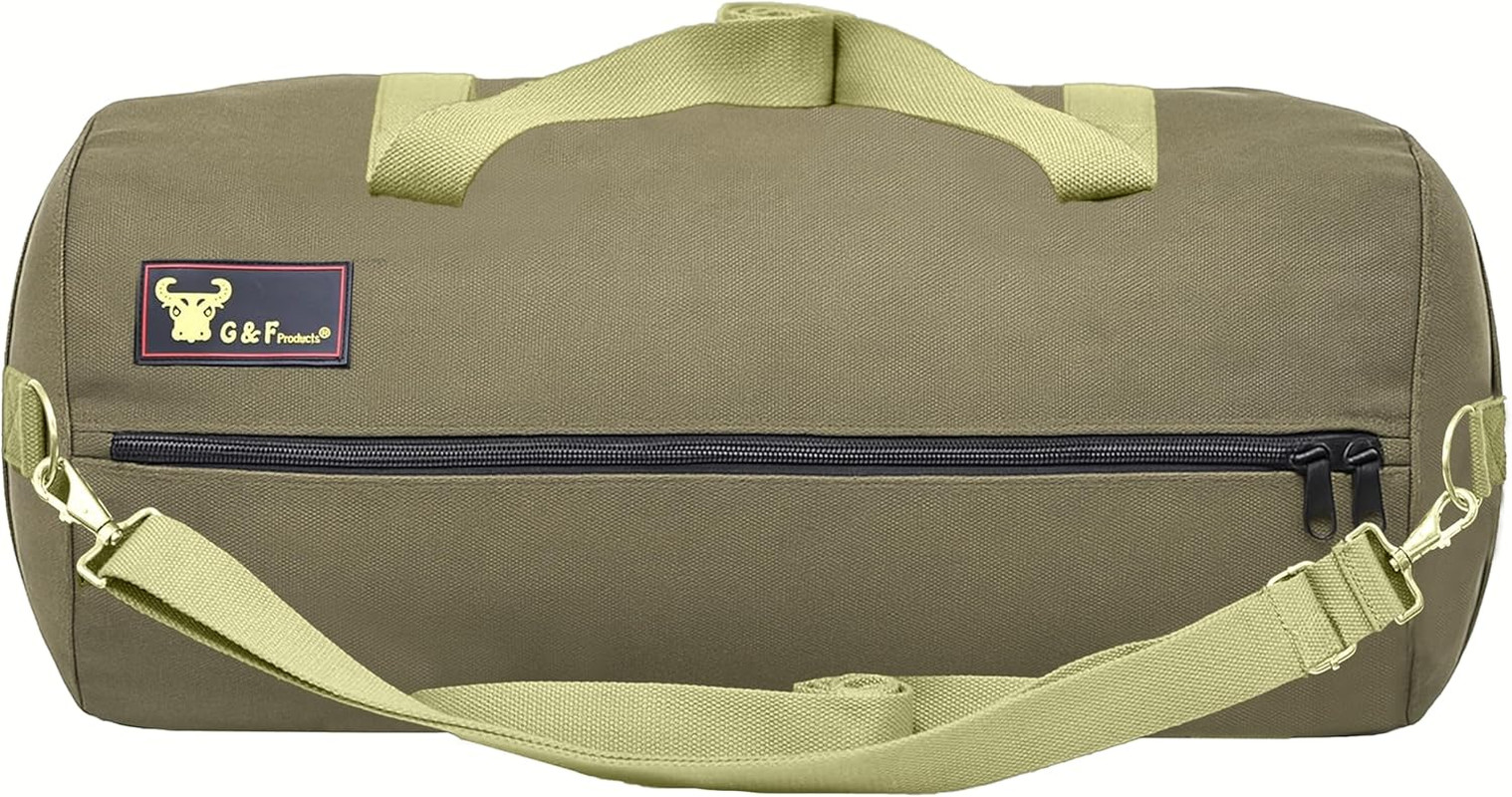 Waxed Canvas All Purpose Military Style Duffle Bag, Water-Resistant, Adjustable