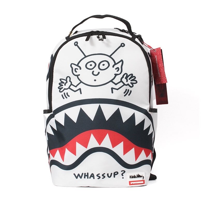 Sprayground White Shark In Paris Keith Harring Backpack Laptop Books Bag School