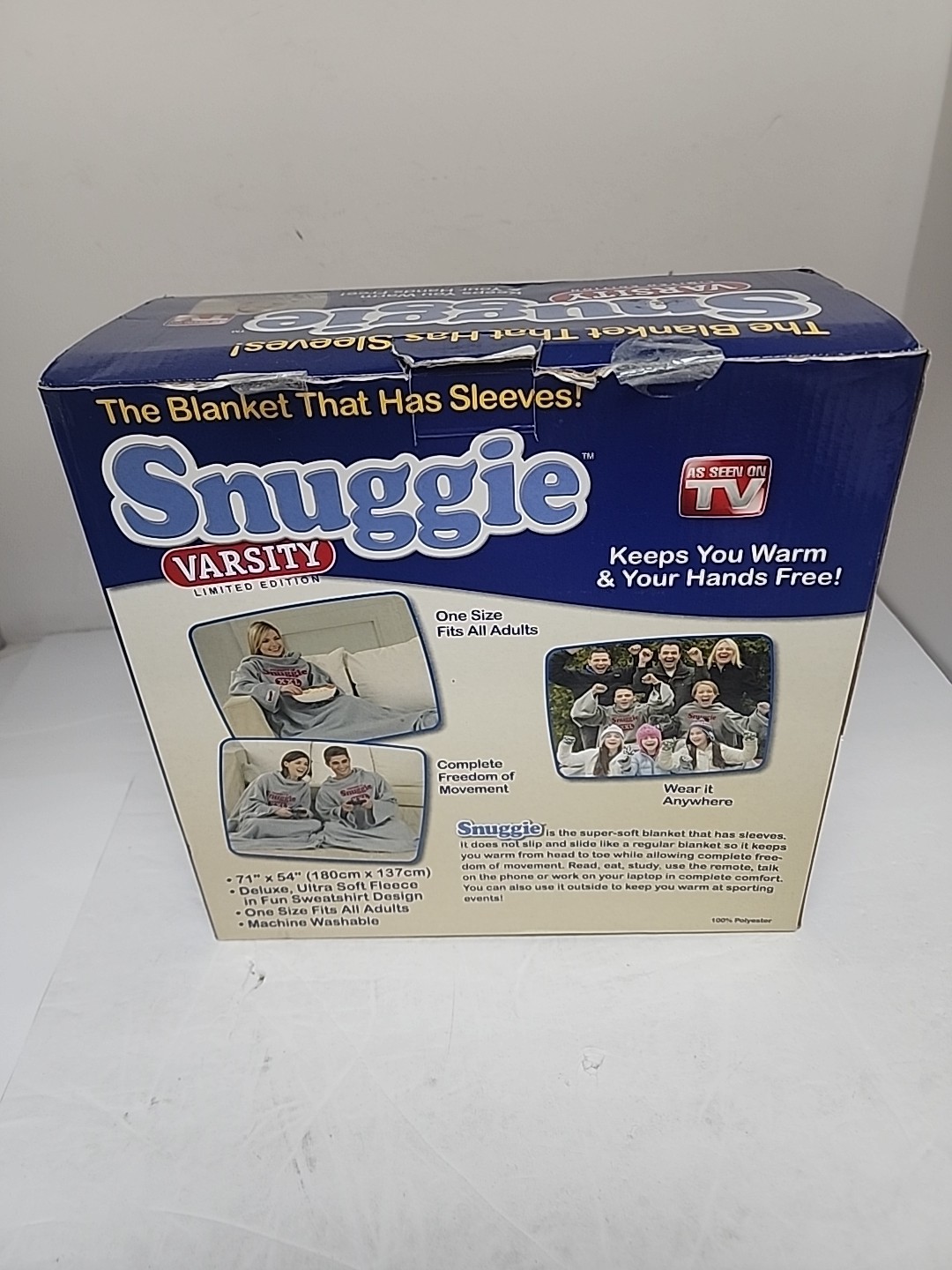 Adult Snuggie Varsity XXL One Size Fits All As Seen On T. V. Adults Gray New!!!